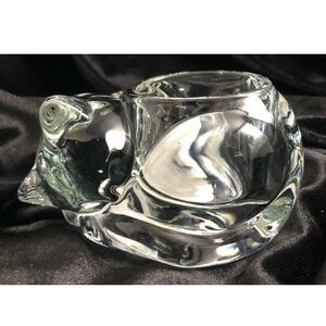 Indiana Glass Sleeping Cat Tea Candle Light‎ Holder Art Glass
